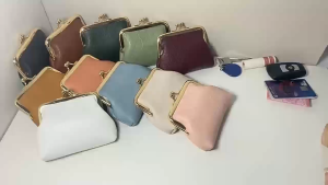 CocosaleVintage Coin Purs Kiss Lock Short Wallet Buckle Candy ColoR Handbag Pu Leather For Ladies