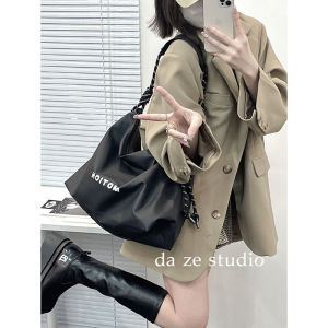 Black Canvas Tote Bag Womens Large Capacity Shoulder Crossbody Bag for Class Casual Versatile Nylon Bags for Middle-Aged And Young People