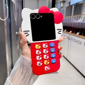 Sanrio | Kawaii Sanrio Hello Kitty Creative 3D Telephone Case for Samsung Galaxy Z Flip 8 7 FE 6 5 4 3 5G Decorative Lanyard Phone Cover