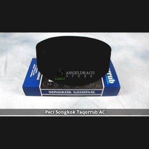 Peci Songkok Polos Hitam AC Taqorrub Tinggi 9cm / Kopiah Songkok Hitam Polos