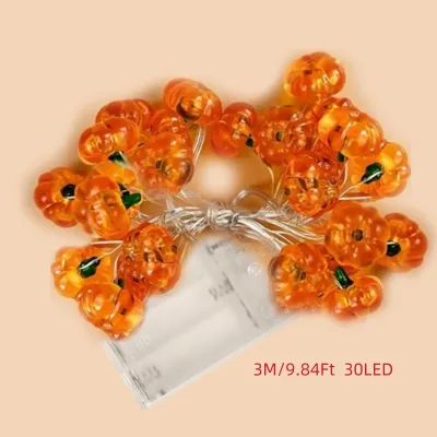 1pc 3m 30 LED Halloween Pumpkin Copper Wire String Lights DIY Fairy Lamp Battery Powered For Home Bedroom Halloween Party Decor