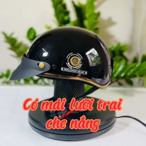 Mũ bảo hiểm nửa đầu RONA haly Luxury đen bóng nón bảo hiểm xe máy freesize nam nữ - Rona Helmet