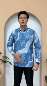 Kemeja Batik Couple Ayah dan Anak Motif Terbaru warna biru BATIK KELUARGA 2025