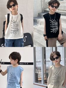 Boys Summer Loose Breathable Vest Kids Cotton Sleeveless Tank Top Comfortable Lightweight Fashionable Casual Vest for Boys
