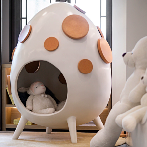 Cartoon Eggshell Chair Creative Childrens Playground Fun Hollow out House Egg Shape Seat Glass Steel Customizable Green Design