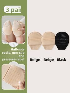 JINGCHI | Womens Invisible Low Cut Cotton Socks For High Heels Summer Thin Pure Cotton Absorbent Half Palm Anti-slip Socks Crystal Sprint