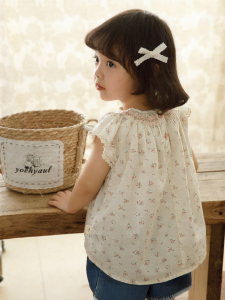 YOEHYAUL | Cotton Floral Breathable Girl Shirt Short Sleeve