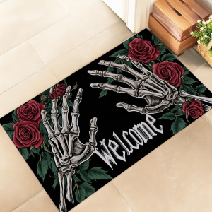 VIKAMA Mexico Sugar Skull Doormat Có Thể Giặt Được Chống Trơn Trượt Cho Cửa Trước Nhà Bếp Phòng Tắm Phong Cách Hiện Đại Halloween Trang Trí Nhà Cửa