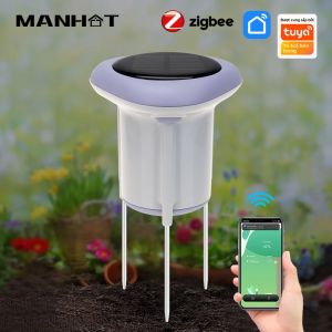 Tuya Zigbee Thông Minh Năng Lượng Mặt Trời Cảm Biến Đất Độ Ẩm Nhiệt Độ Máy Đo Độ Ẩm IP66 Chống Nước Giám Sát Thực Vật Ứng Dụng Phát Hiện Thời Gian Thực