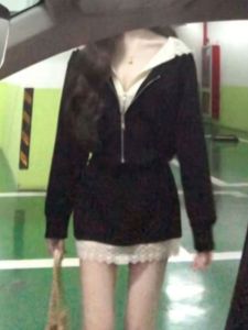 CHANGTONG | Height-Enhancing Two-Piece Outfit Set with Hooded Knit Jacket and Skirt