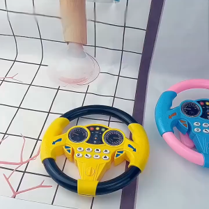 JOOKID Kids Simulation Steering Wheel Toy with Music Light Interactive Buttons Driving Role Play Educational Toy for Boys Girls