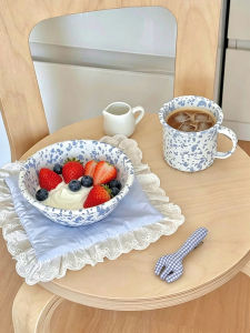 Korean Style Ins Ink Enameled Oatmeal and Yogurt Bowl