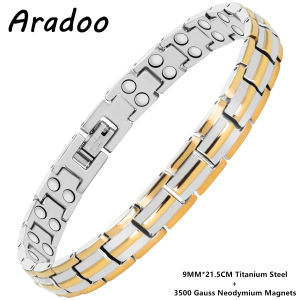 Aradoo | ARADOO Magnetic Bracelet for Women Men Titanium Steel Neodymium Magnets Link Bracelets Jewelry Gifts