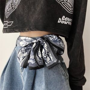 Fancy Knotted Silk Scarf Belt Womens Summer Decoration Fashion All-Matching Mens Belt Womens Style with Denim Ins Style