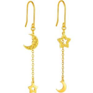 Star Moon Gold Earrings 5g