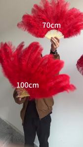 Black Ostrich Feather Hand Fan 70/100cm 1/2Pcs Fluffy Plumes for Bridal Party Stage Burlesque Belly Dance Photo Prop Decor