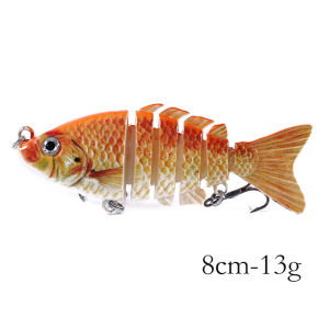 Mồi Câu Cứng Crankbait 3D Mắt 8cm 13g 6 Đoạn Sống Động Như Thật Với 2 Móc Câu Dành Cho Cá Bass Cá Pike Câu Cá Biển Sông Hồ