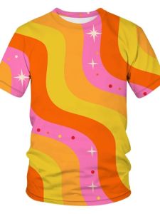 แขนสั้นคอกลมทรงหลวมพิมพ์ลาย3D