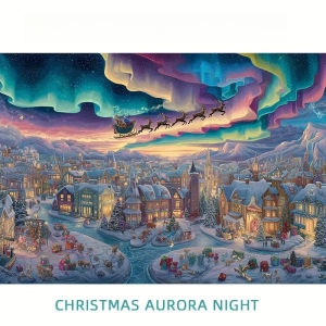 500/1000/1200/2000PCS Christmas Jigsaw Puzzle Northern Lights Puzzle Pieces for Christmas Gifts Stocking Stuffers