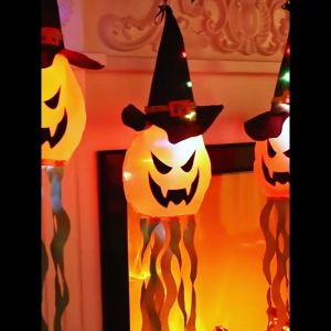 Halloween Decoration Pumpkin String Light Wizard Hat LED Light Scary Atmosphere Indoor Outdoor Home Party Decoration