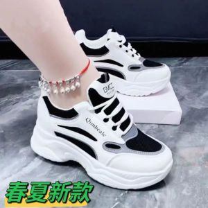 Brand Best Selling Genuine Leather Elevator Dad Shoes Womens 2024 Spring/Summer New Arrival Mesh Casual Womens Shoes Platform White Shoes