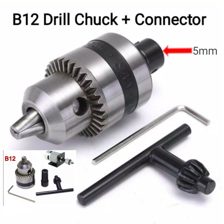 satu set drill chuck b12 plus connector diameter 5mm Lazada Indonesia