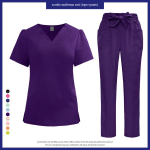 NiaaHinn | Beauty Salon Work Uniform Women Short Sleeve Spa Workwear Pet Nurse Surgery Suit Healthcare Medical Doctor Costume Scrub Clothes