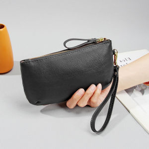 Minimalist Soft Leather Womens Handbag Lala Mobile Phone Bag Genuine Leather Made Korean Casual Clutch First Layer Cowhide Small Phone Bag