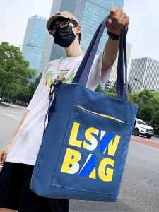 Mens Canvas Shoulder Bag Book Carrier Spliced Casual Crossbody Bag for School And Leisure Activities Durable Soft Fabric