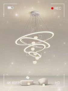 Lampu Gantung Remote LED 3 Warna 180cm 110Watt Putih Minimalis Modern Chandelier Ruang Tamu Untuk Kamar Tidur XY
