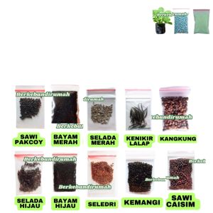 Paket 10 Jenis Benih Sayuran Daun Bibit Sayuran Lengkap 10 Jenis Kangkung  Bayam Hijau Merah Sawi