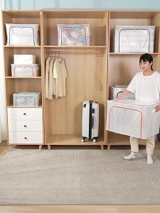 Clear Foldable Storage Box – Large Transparent Clothes Organizer Kotak Simpan Baju Waterproof with Steel Frame & Stackable Design