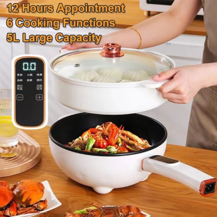 [COD] New Electric Frying Pan 5L Large Capacity 1350W Non-stick Pan ...