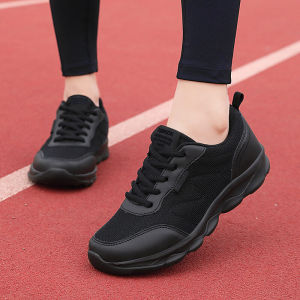 Womens Summer New Anti-slip Lightweight Running Sports Shoes Mesh Breathable Casual Travel Shoes Black Work Shoes