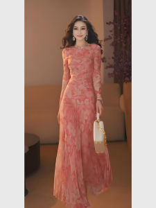 QFN | French Romantic Pink Floral Slim Fit Dress