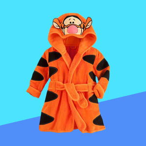 New Children Pijama Infantil Kids Warm Pajama tigger Pyjamas Boys Baby Girls Animal Flannel Orange color Sleepwear Robe