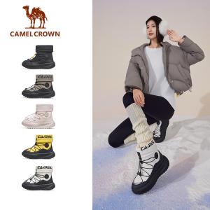 รองเท้าบูตลุยหิมะอูฐ3.0ฤดูหนาวรองเท้าผ้าใบบุขนแกะและกันน้ำสำหรับทุกเพศพื้นกันลื่นรองเท้าผ้าฝ้ายกันความร้อนใส่สบายสำหรับสภาพอากาศหนาวเย็นการเดินทางลุยหิมะและสวมใส่กลางแจ้ง