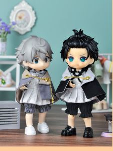 YMY Ob11 BJD Wearable Three-Piece Set Vintage Short-Sleeve Pants And Cloak for Dolls Suitable for Boys And Girls