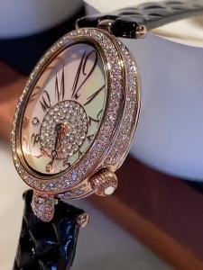 Davena Full Diamond Watch Womens Genuine Leather Womens Brand Light Luxury Niche Small Dial Queen Naples D31933-0527