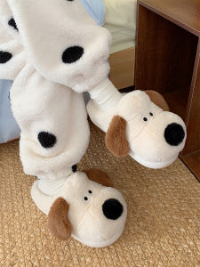 Thin Strip Wallace and Gromit Cotton Slippers Couple Winter Male and Female Cute Ins Warm Plush Confinement Shoes Home Cotton Shoes