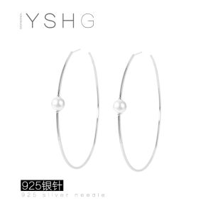 Large Circle Pearl Earrings Women Fashion Elegant Exaggerated Hoop Earrings round Shape Jewelry Accessories for Summer