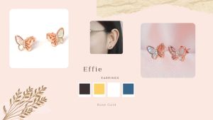 DAVINA Ladies Effie Earrings Rose Gold Plated Sterling Silver 925 - Anting Wanita Perak S925