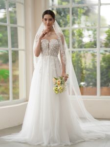 Original Miranda Lightweight Fairy Tale Wedding Dress Elegant Lace Embroidery mid Waist Puffy Skirt Outdoor Lawn Style