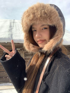 Thickened Fleece Winter Cap Retro Leather LeiFeng Style Hat for Women Cycling Skiing Windproof Cold Proof Ear Protection Flight