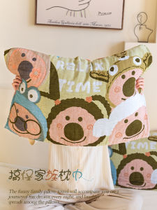 Pure Cotton Pillowcase Family Fun 2024 New Style Anti-Slip Head Oil Proof Cotton Fabric Pair Set Single Person Pillow Use