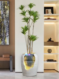 Modern Luxury Modern Simple Style Living Room Decorative Items Wealth Attracting Water Feature Fountain Landscape Standing Resin Sculpture
