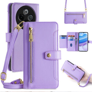 Leather Flip Cover Phone Case for VivoY300Pro Y200i Y35 Crossbody Men Women Wallet Style Protective Shell Anti-Fall