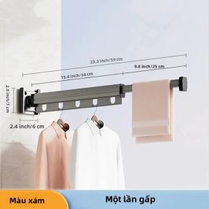 Treo Tường Hợp Kim Nhôm Gấp Giá Phơi Quần Áo Tiết Kiệm Không Gian Móc Treo Ban Công Phòng Ngủ Nhà Bếp Phòng Khách Phong Cách Hàn Quốc Móc Áo Dây