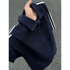 LIUBU | Striped Heavyweight Breathable Mens Polo Shirt Short Sleeve Turn-Down Collar