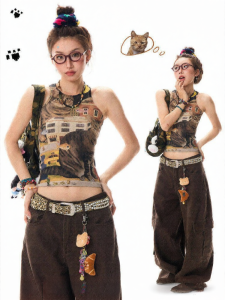 youngstage | Áo Ngắn Tay In Hình Mèo Dễ Thương